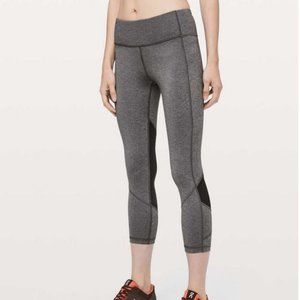 Lululemon Pace Rival Mid Rise Crop 22" Heathered Black Gray, size 4